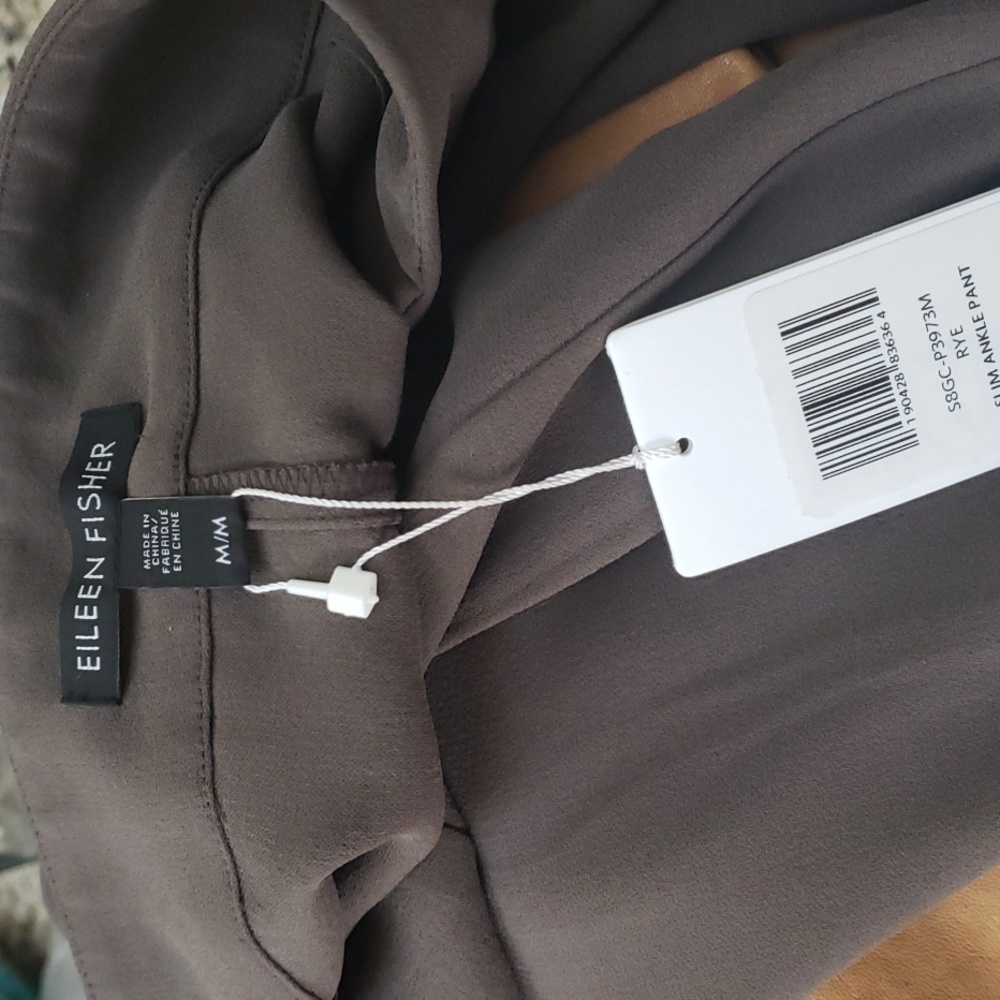 Eileen Fisher Silk Slim Ankle Pant in Rye *NWT* - Picture 3 of 6
